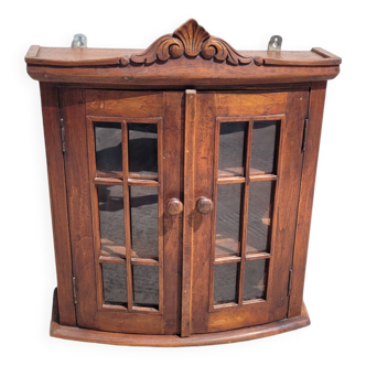 Small old wooden display case with pediment