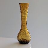 Amber yellow glass vase. d'Empoli diamond points - Year 1950 - Italy