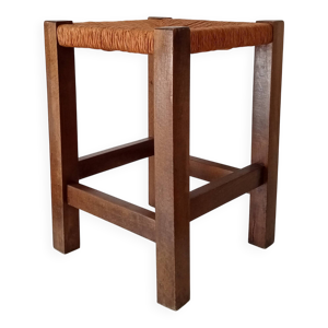 tabouret ancien en chêne - massif