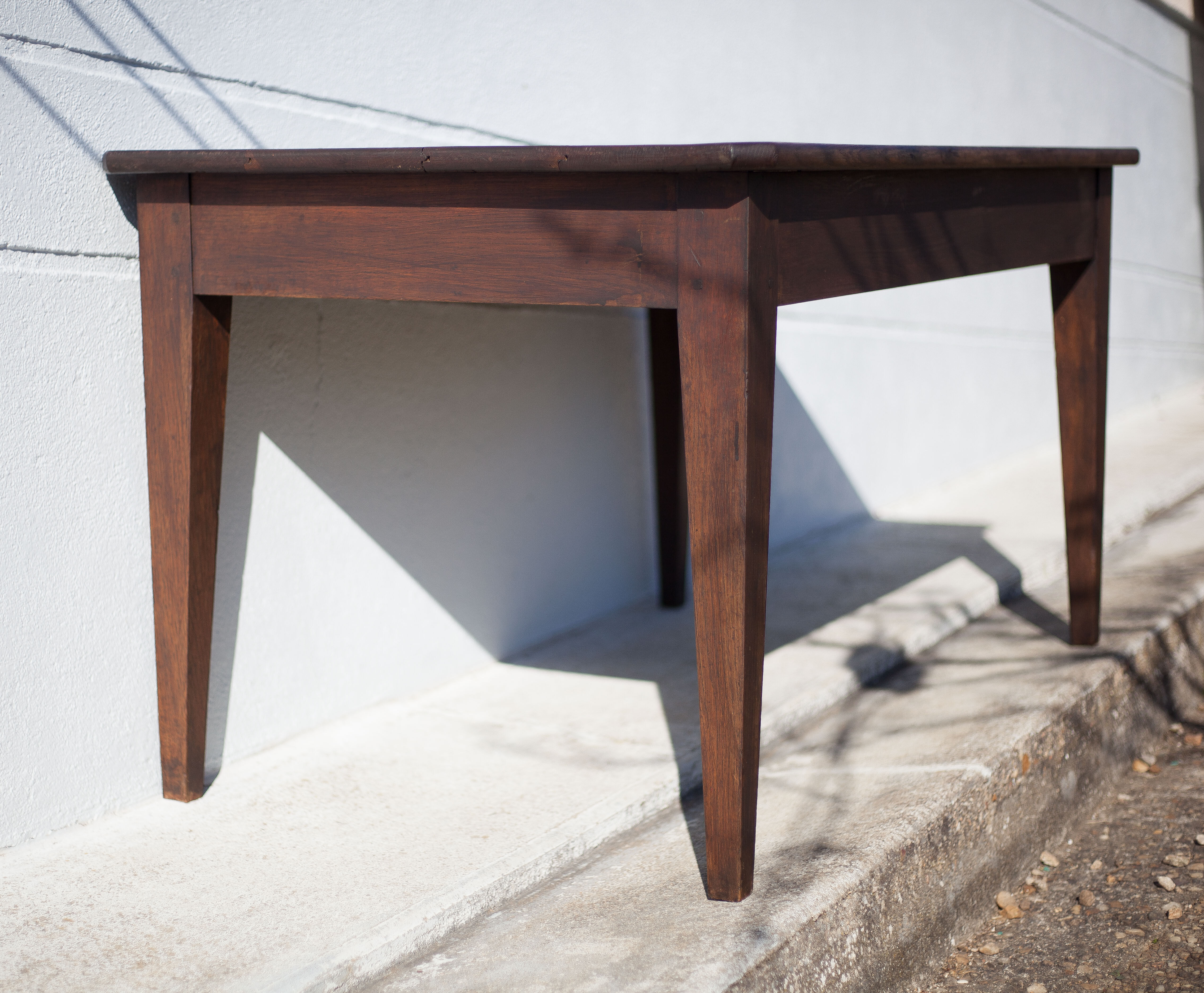 Farm table pear wood, old wood table, table 2 drawers, kitchen, countryside, chalet