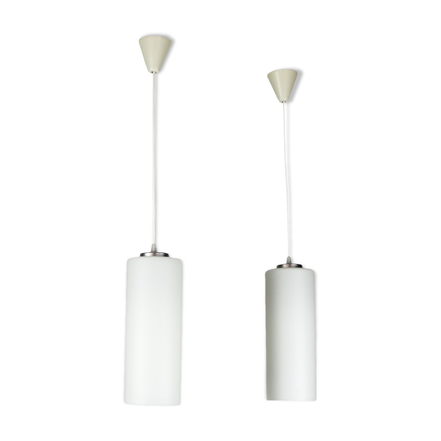 Pair of vintage Danish opaline glass hanging light