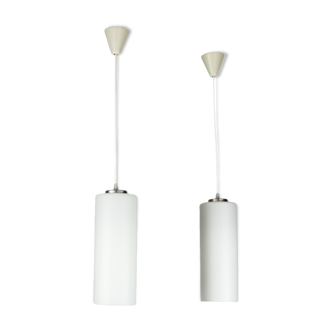 Pair of vintage Danish opaline glass hanging light