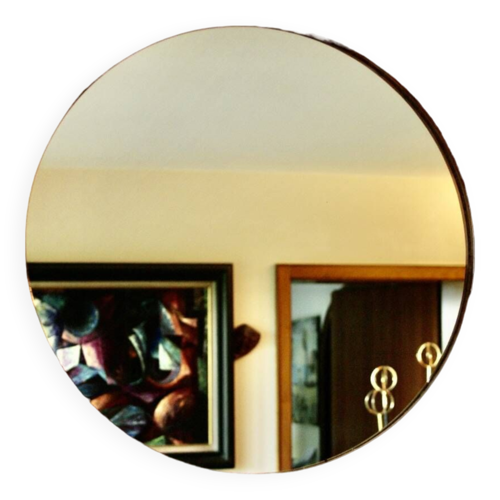 Vintage rosewood and ceramic mirror by berthold muller 1950