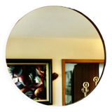 Vintage rosewood and ceramic mirror by berthold muller 1950