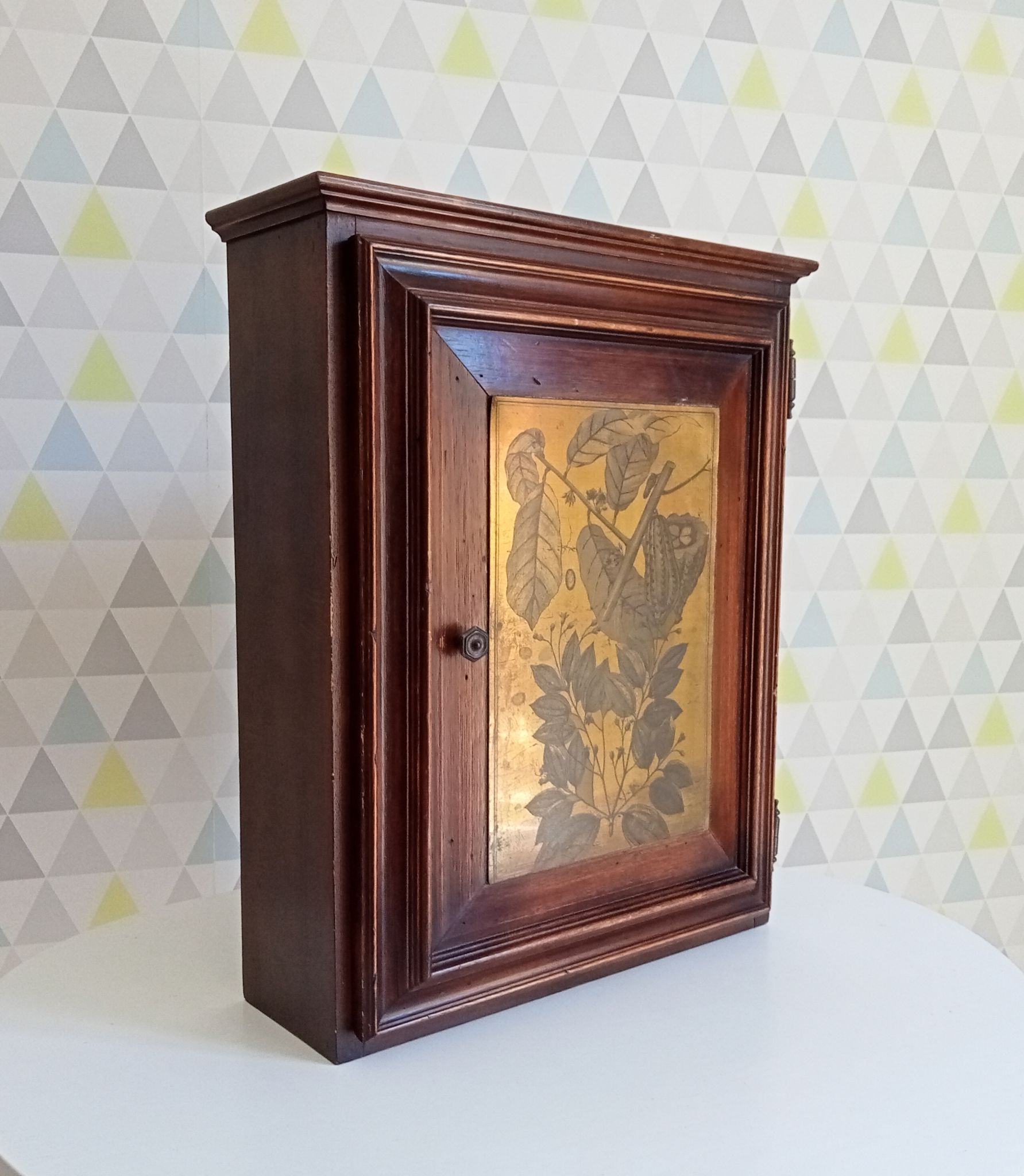 Armoire de toilette ancienne en bois et laiton années 40/50