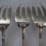 Fish service and its 6 silver-plated cutlery, crossed ribbon model