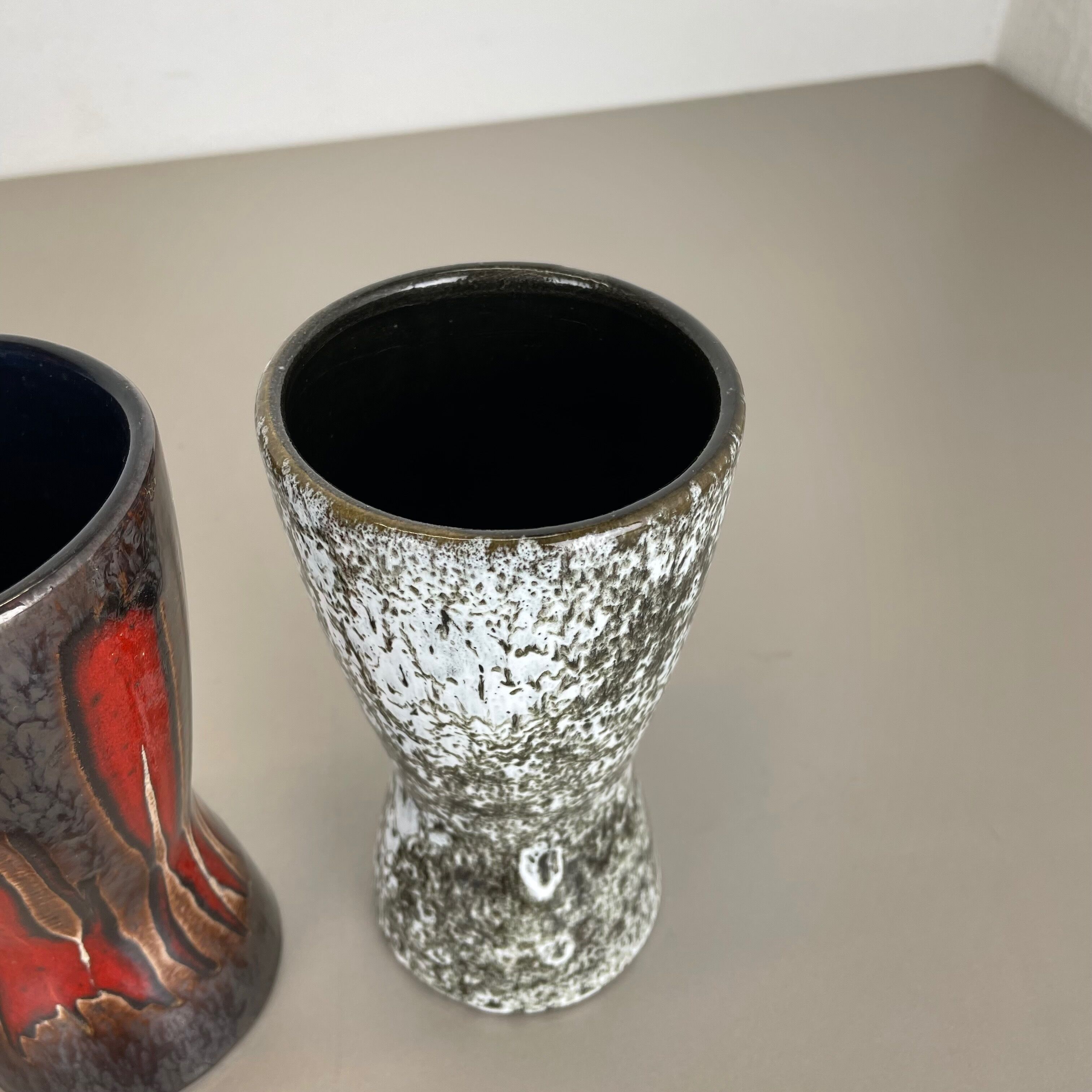 Set of three Vintage Pottery Fat Lava Vases Made by Scheurich, Germany, 1970s