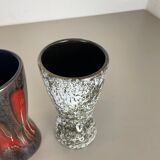 Set of three Vintage Pottery Fat Lava Vases Made by Scheurich, Germany, 1970s