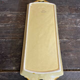 Vintage yellow ceramic cake dish argilart with flower decoration