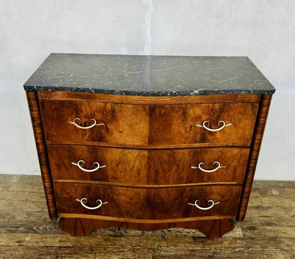 Commode galbée Art Déco en noyer