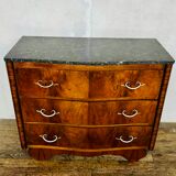 Art Deco curved chest of drawers in walnut