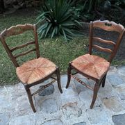 Pair of antique straw-seated chairs