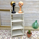Old shelf in white rattan Peacock