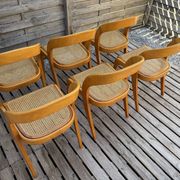 Set of 6 caned chairs by Baumann, gondola model.
