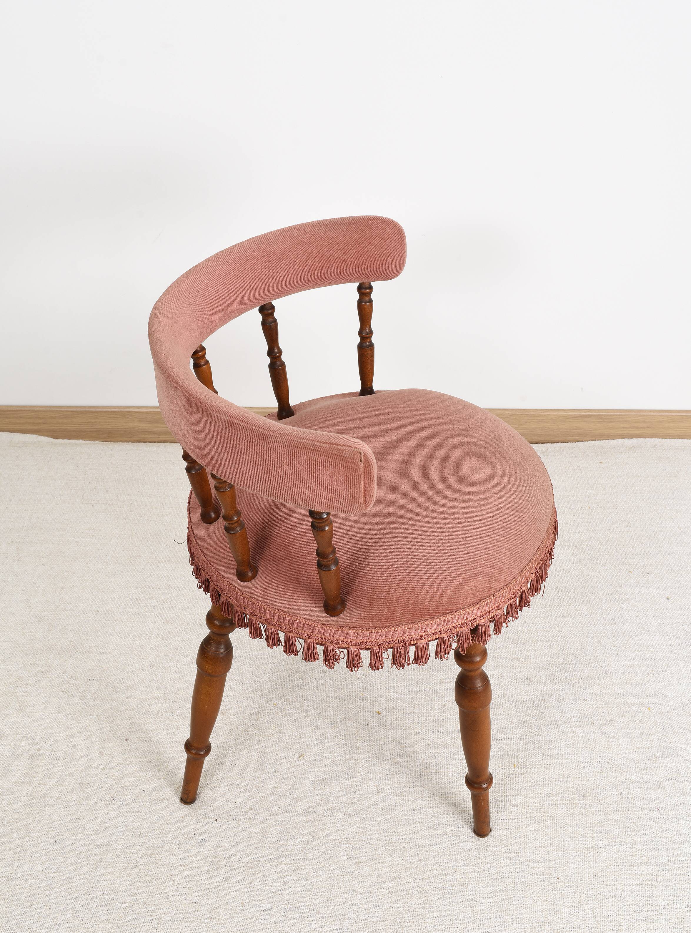 Old velvet armchair, toad style, from the 1950s