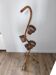 Porte-plantes serpent en rotin et bambou vintage - Années 60