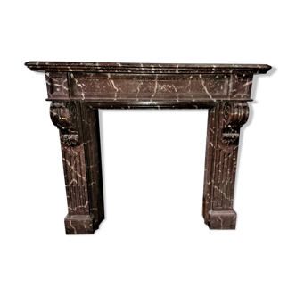 Painted wooden mantelpiece imitation marble era 1900