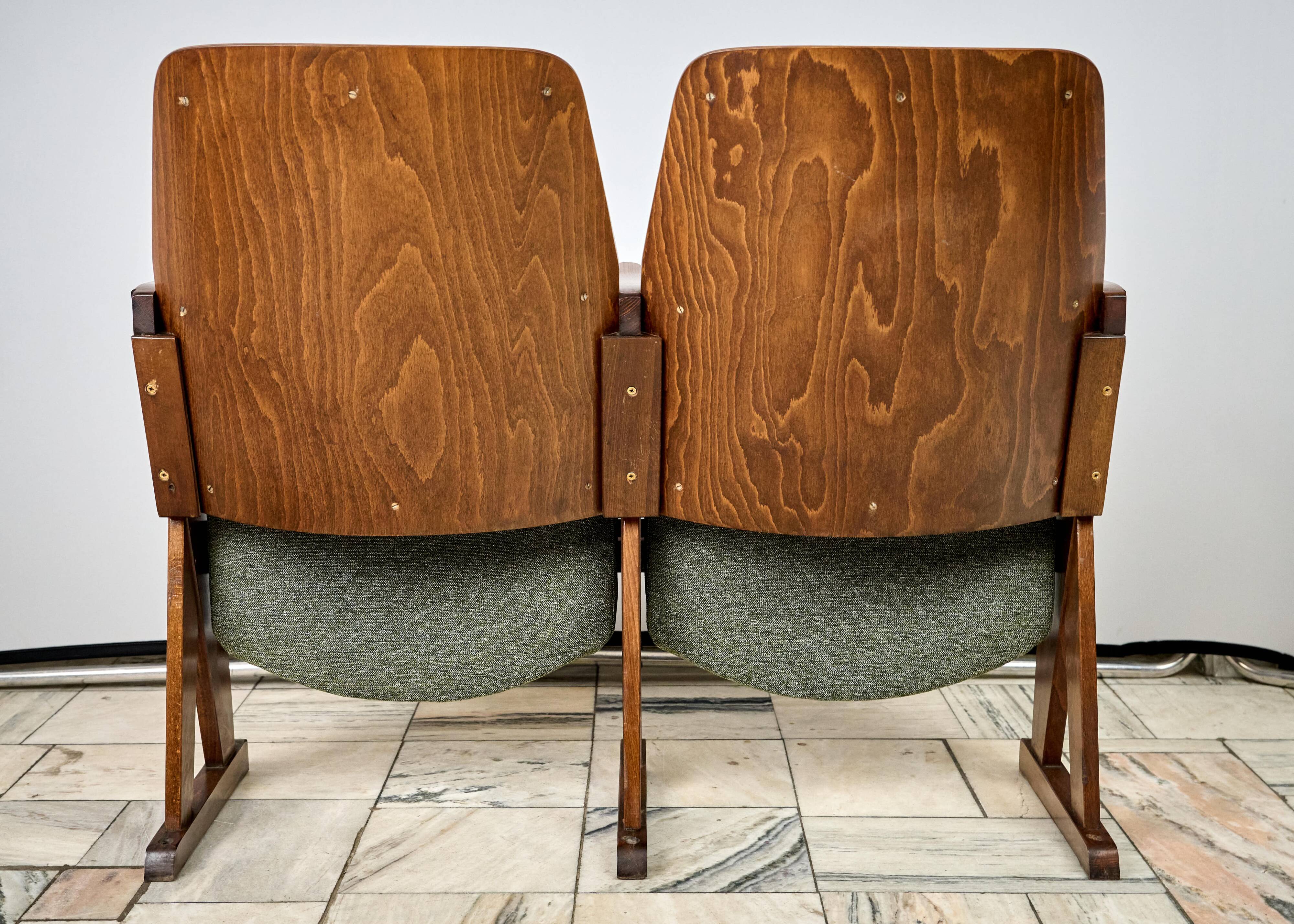 Vintage Green Folding Cinema Chairs, 1970s Czechoslovakia