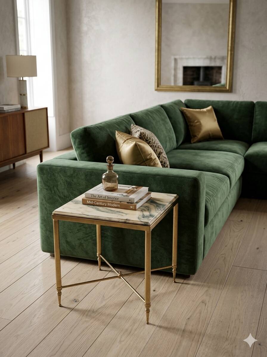 1960s brass and marble side table