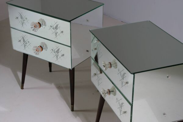 Paire de chevets miroir art déco