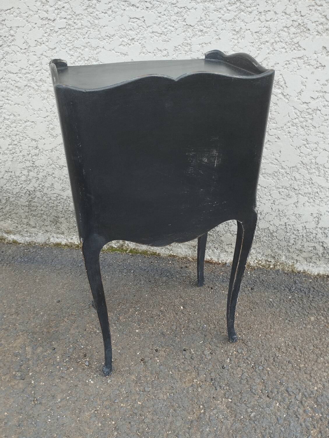 Black patinated 1-drawer bedside table