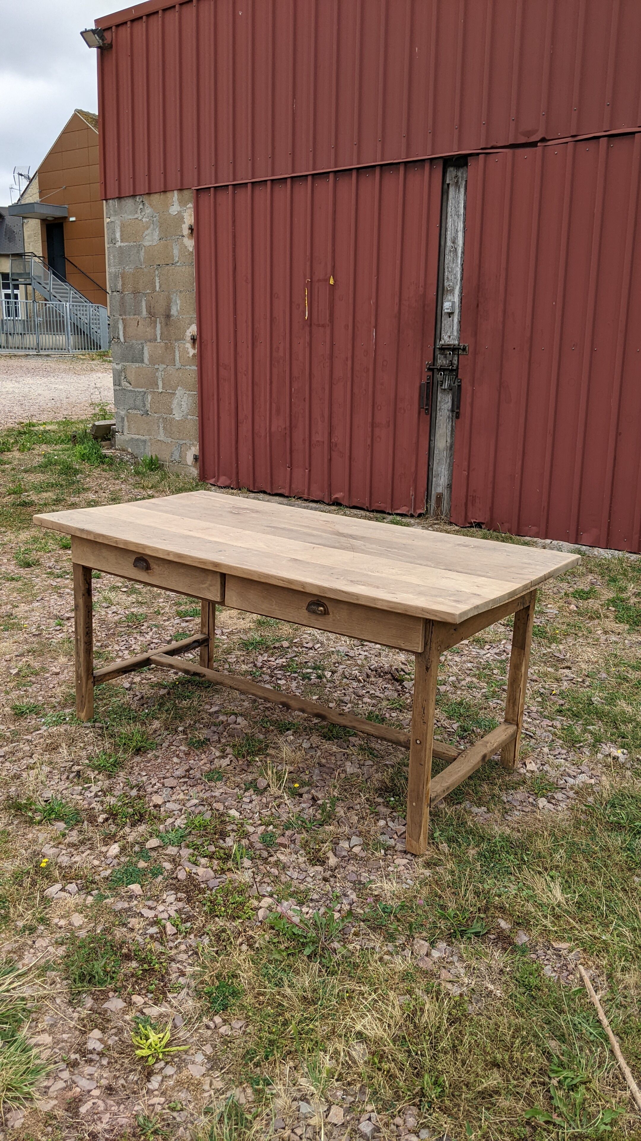 Old farmhouse table 2 drawers
