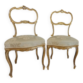 Paire de chaises bois dorés XIX