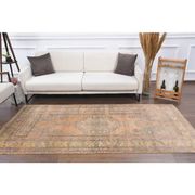 Vintage Turkish Oushak Handmade Wool Cotton Orange Area Rug 124x251