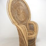 Emmanuelle in rattan and wicker armchair Italy 1960's