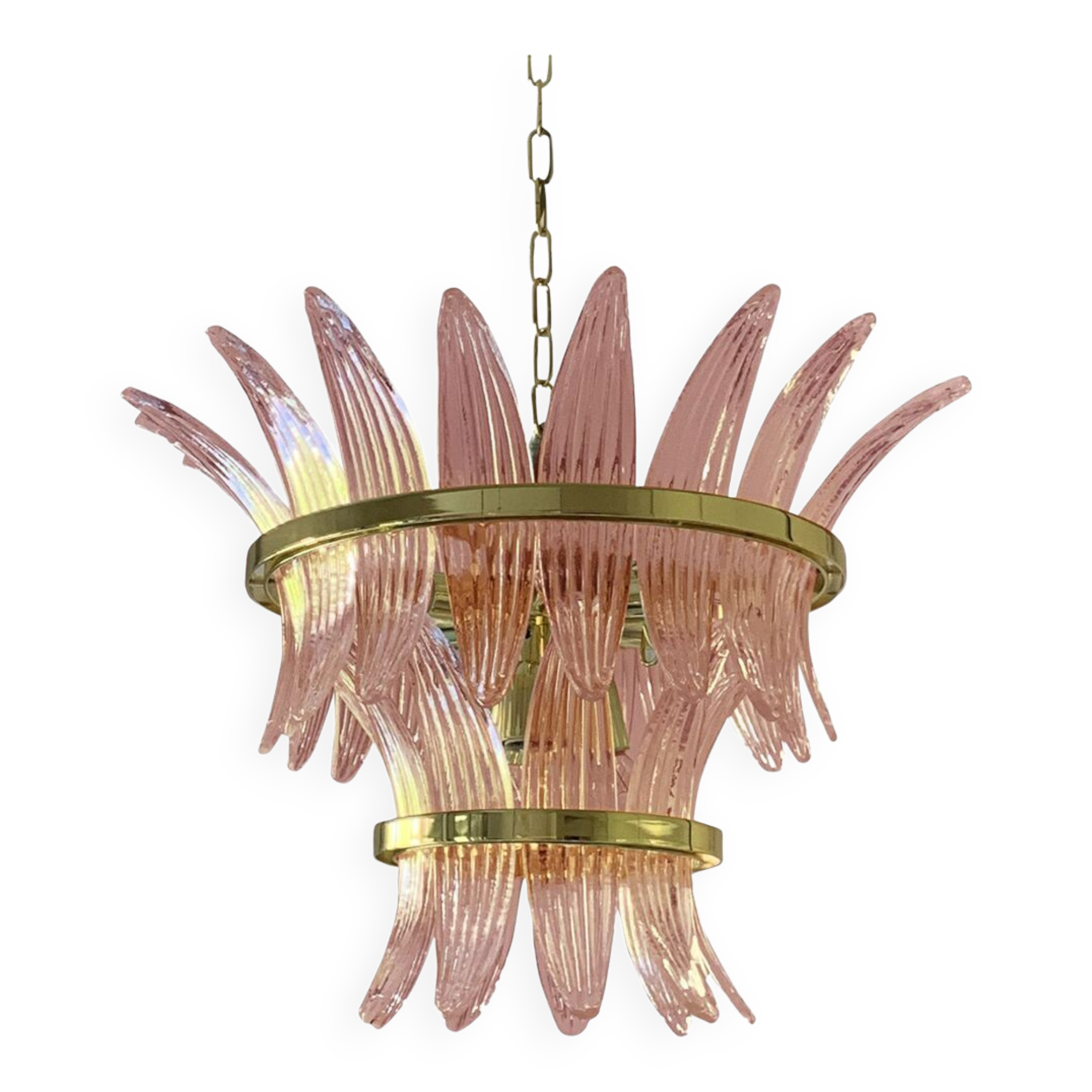 Belt pink “palmette” murano glass chandelier
