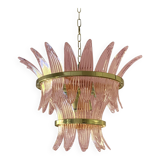 Belt pink “palmette” murano glass chandelier