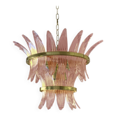 Belt pink “palmette” murano glass chandelier