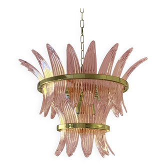 Belt pink “palmette” murano glass chandelier