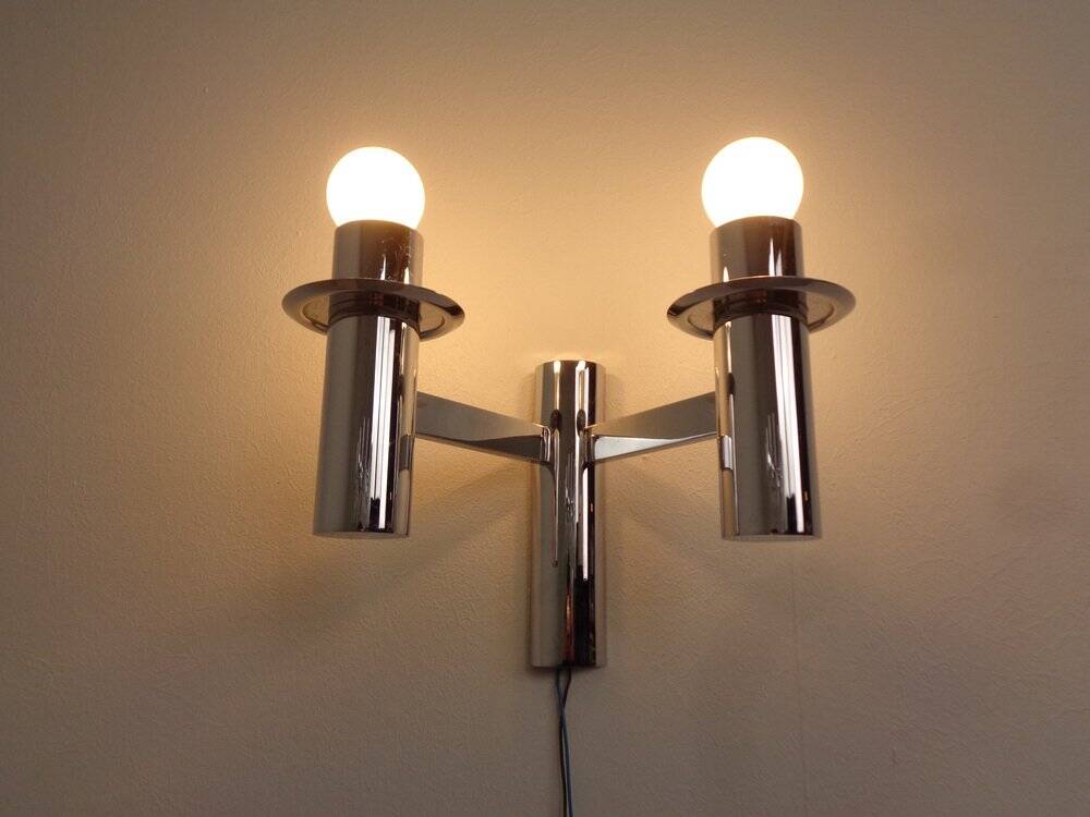 Chromed Glass Wall Lamp from OTT International, 1960s