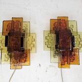 Set of wall lamps glass amber Holm Sorensen Denmark