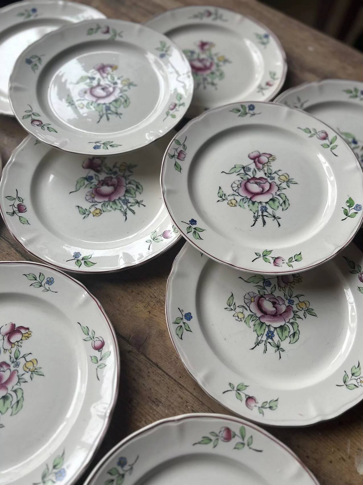 Set of 10 flat plates Villeroy & Boch – bucolic design – 24.5 cm