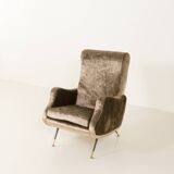 Italian velevet mid century lounge chair in the style of Marco Zanuso, 1960