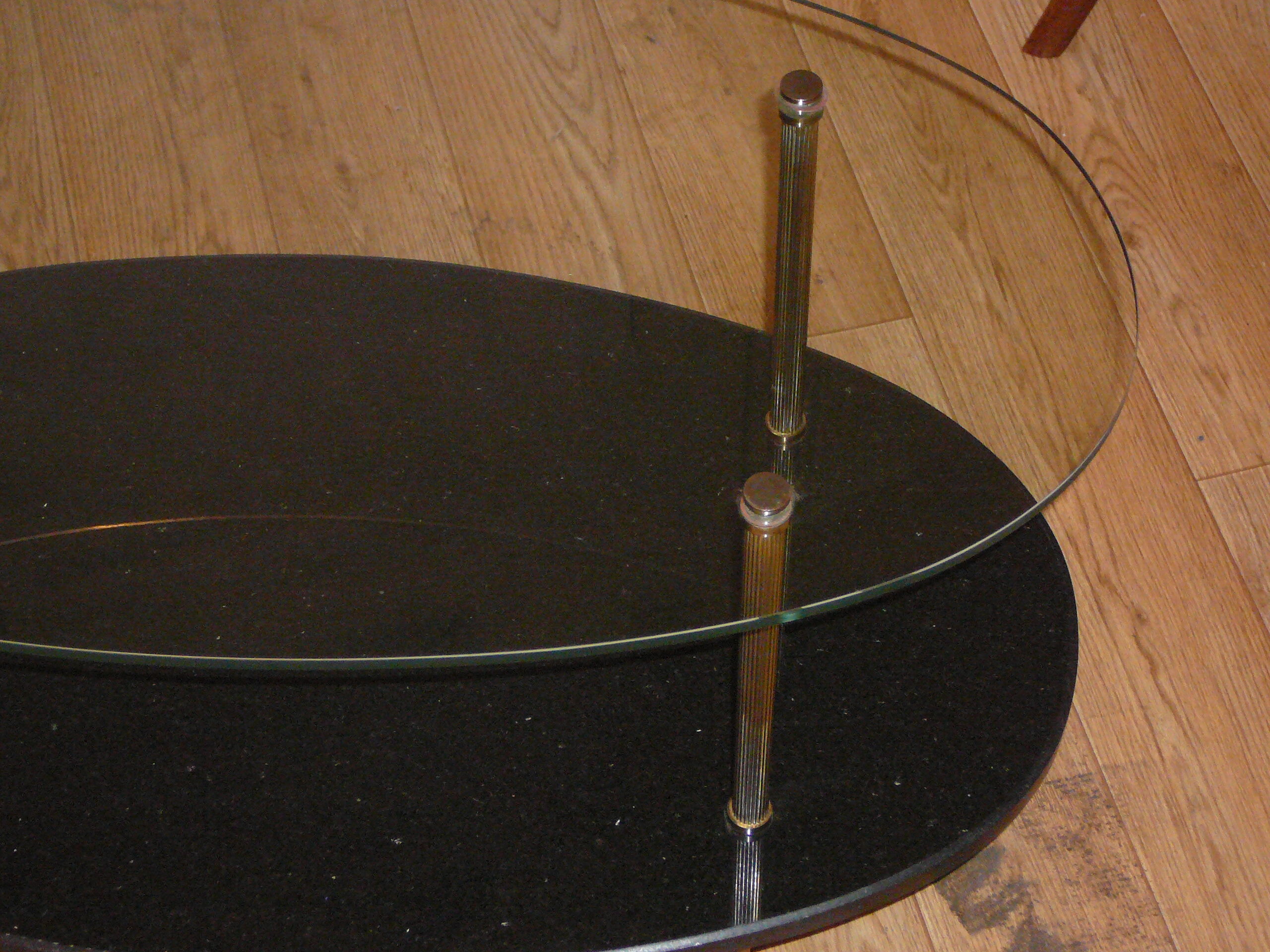 Marble and brass glass coffee table