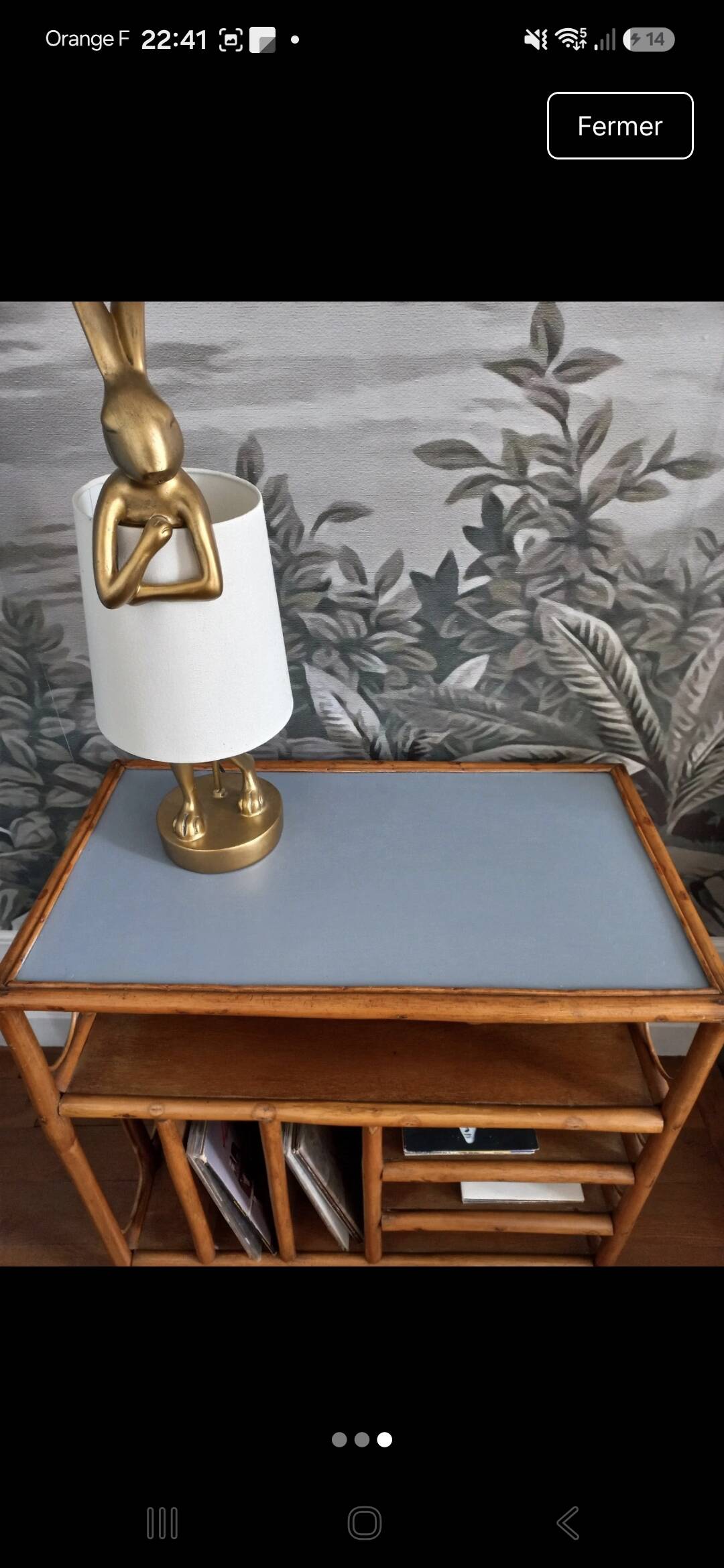 Vintage rattan vinyl cabinet