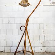 Lampada da terra in vimini e bambù, Italia, 1950