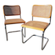 Pair of Cesca B32 chrome and cane chairs Designer Marcel Breuer