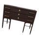 Vintage pine chest of drawers painted dark brown, 3 drawers from the 1950s mid-century style.