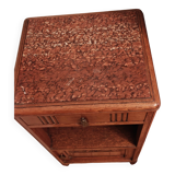 Wooden bedside table with mobile marble top