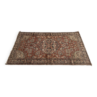 Tapis Vintage en laine nouée à la main, tons bleus et rouges, tapis Floral oriental turc, 125x217 Cm