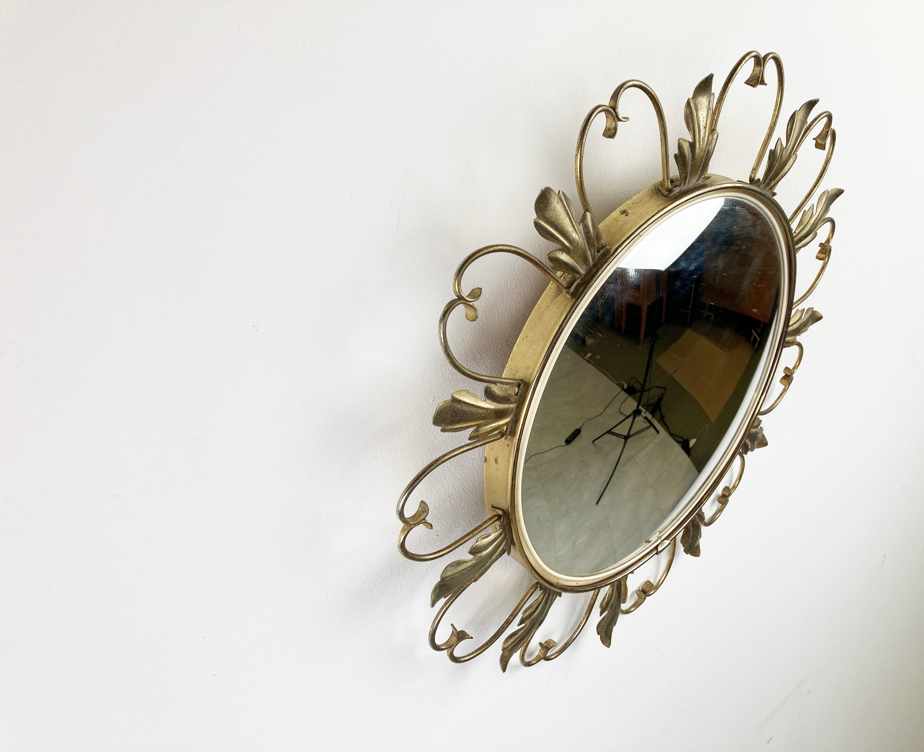 Vintage brass sunburst mirror 46cm