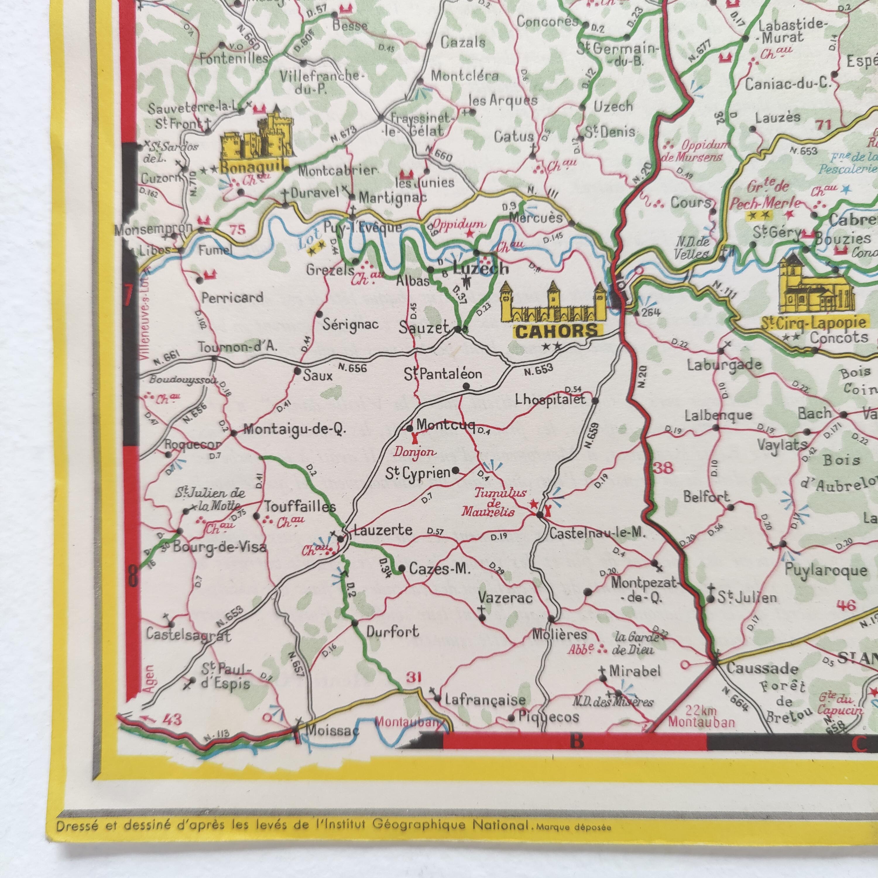 Map Shell Auvergne Cévennes 1959