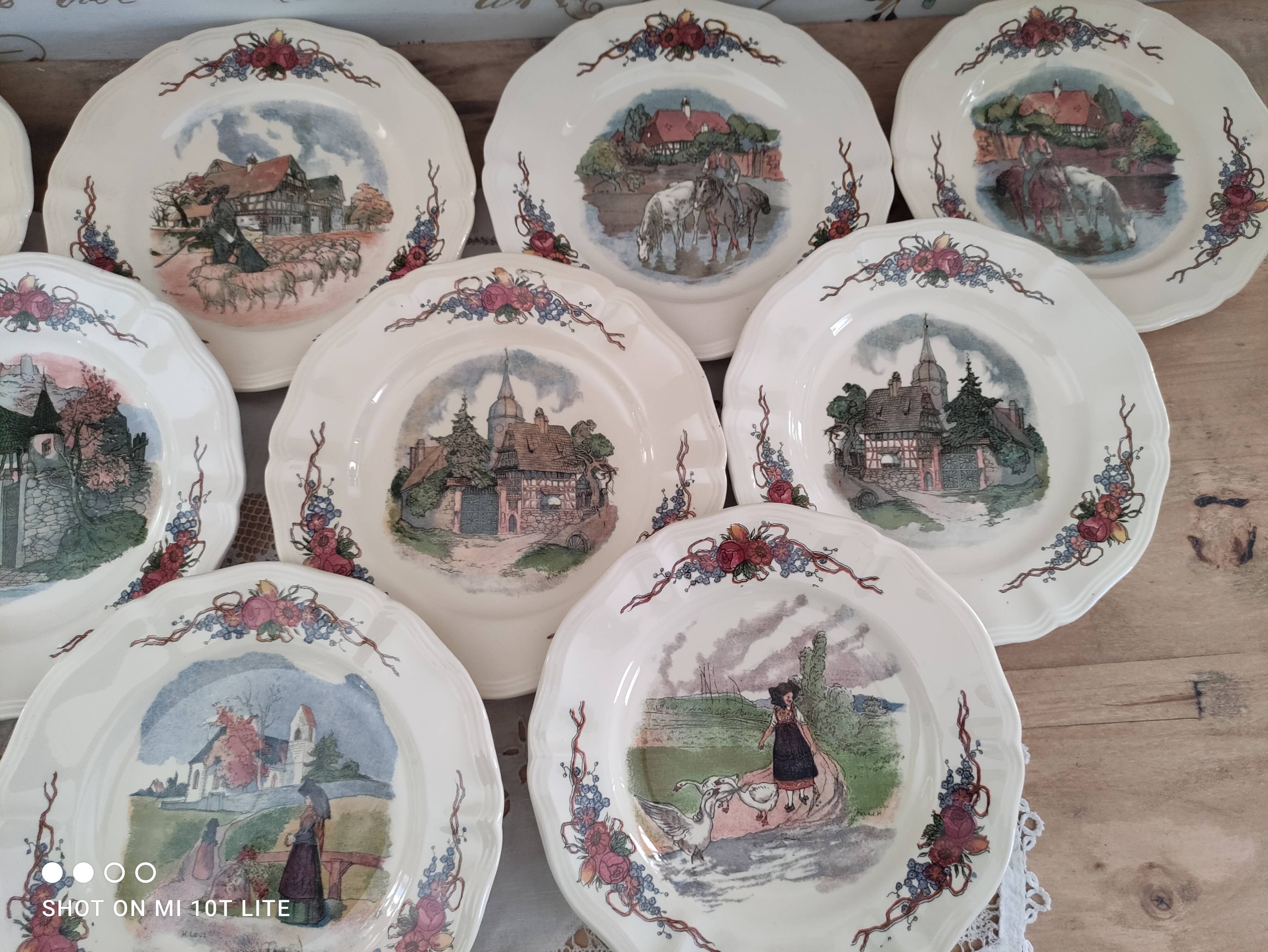 Lot de 12 assiettes à dessert Sarreguemines modèle Obernai