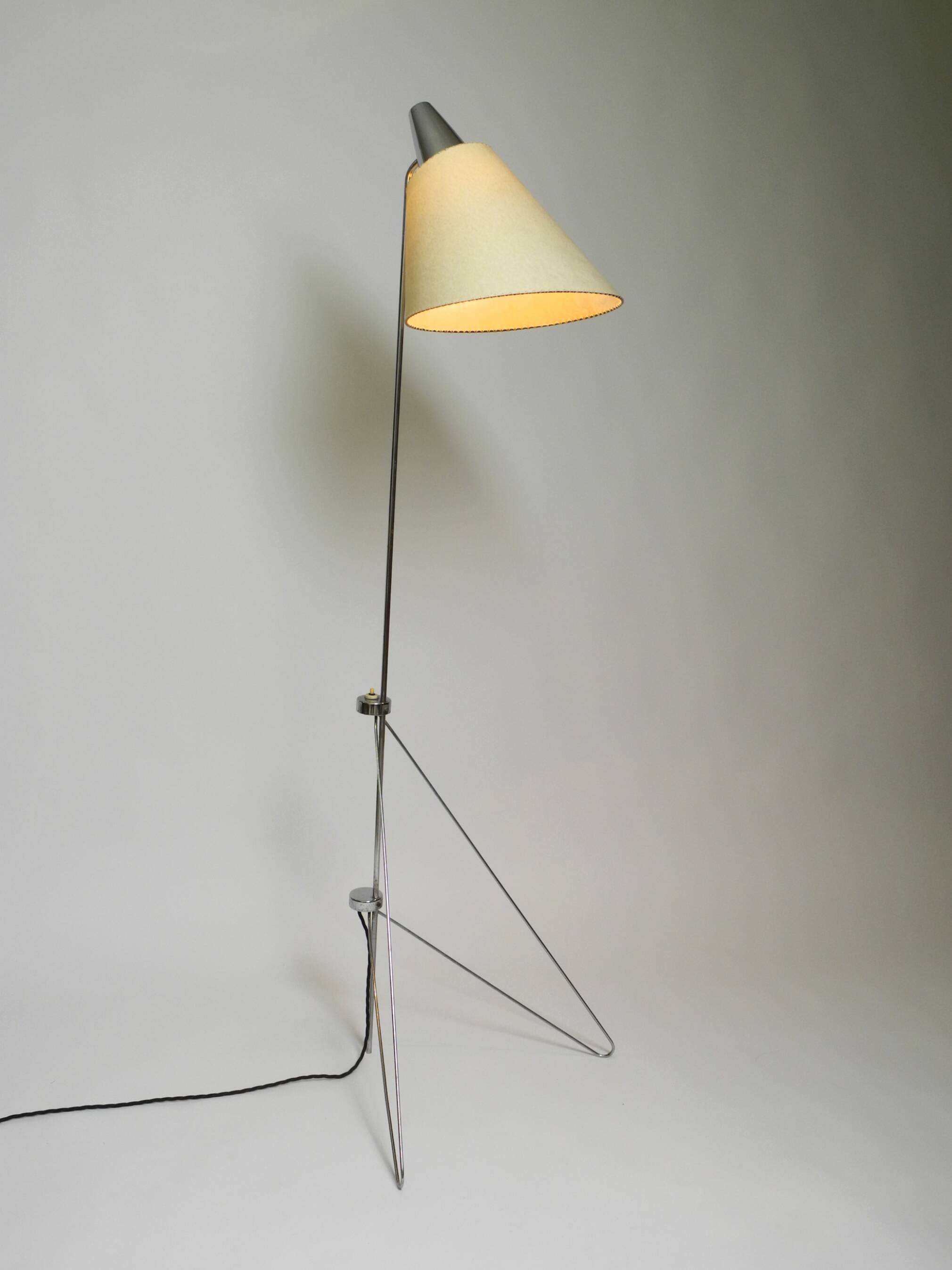 Original 1960s metal chrome floor lamp by Josef Hurka for Napako Czech