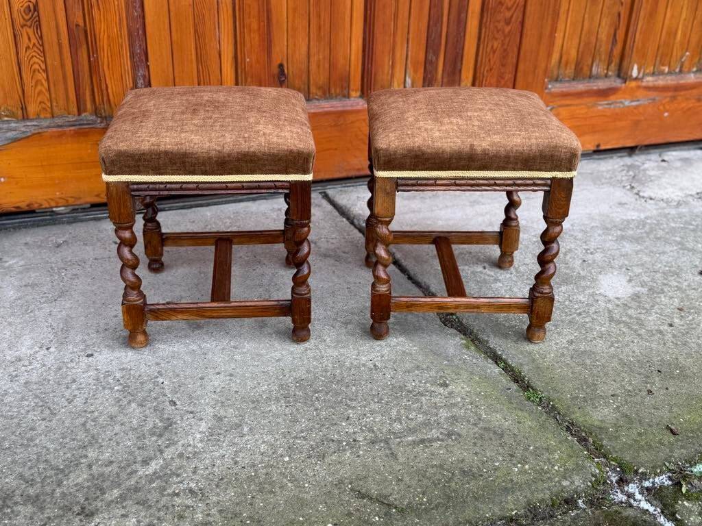 2 tabourets en bois tourné, 1950