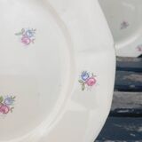 Assiettes à dessert x 7 porcelaine rétro 1920/50 à fleurs, CH-RENOU